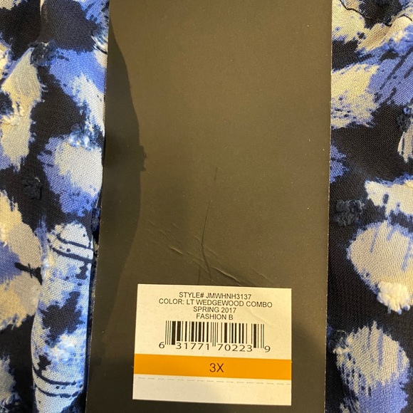 (Size 2X, 3X) NWT Jones New York Blue Multi Top - Picture 10 of 13